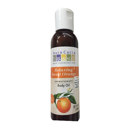 Aura Cacia Aromatherapy Bath And Massage Relaxing Sweet Orange Body Oil, 4 Oz